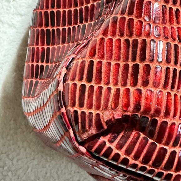 Roberta Di Camerino Italy Shoulder Handbag Shiny Red w/ Metal Handles RARE - Picture 12 of 16